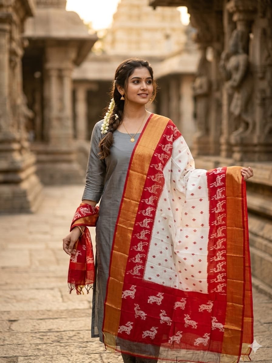 Ikat Dupatta - PGMRY26-ISDPDEZCD-12