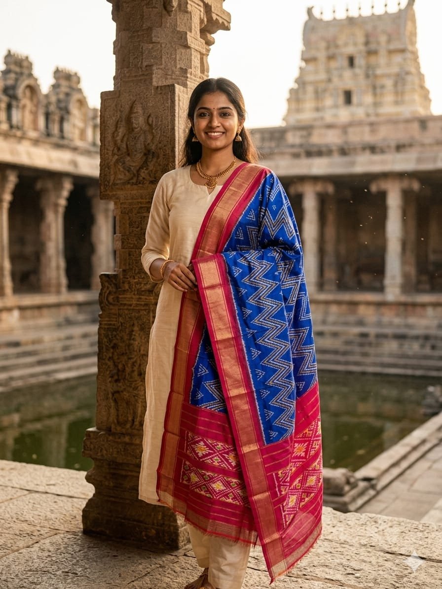 Ikat Dupatta - PGMRY26-ISDPDEZCD-23