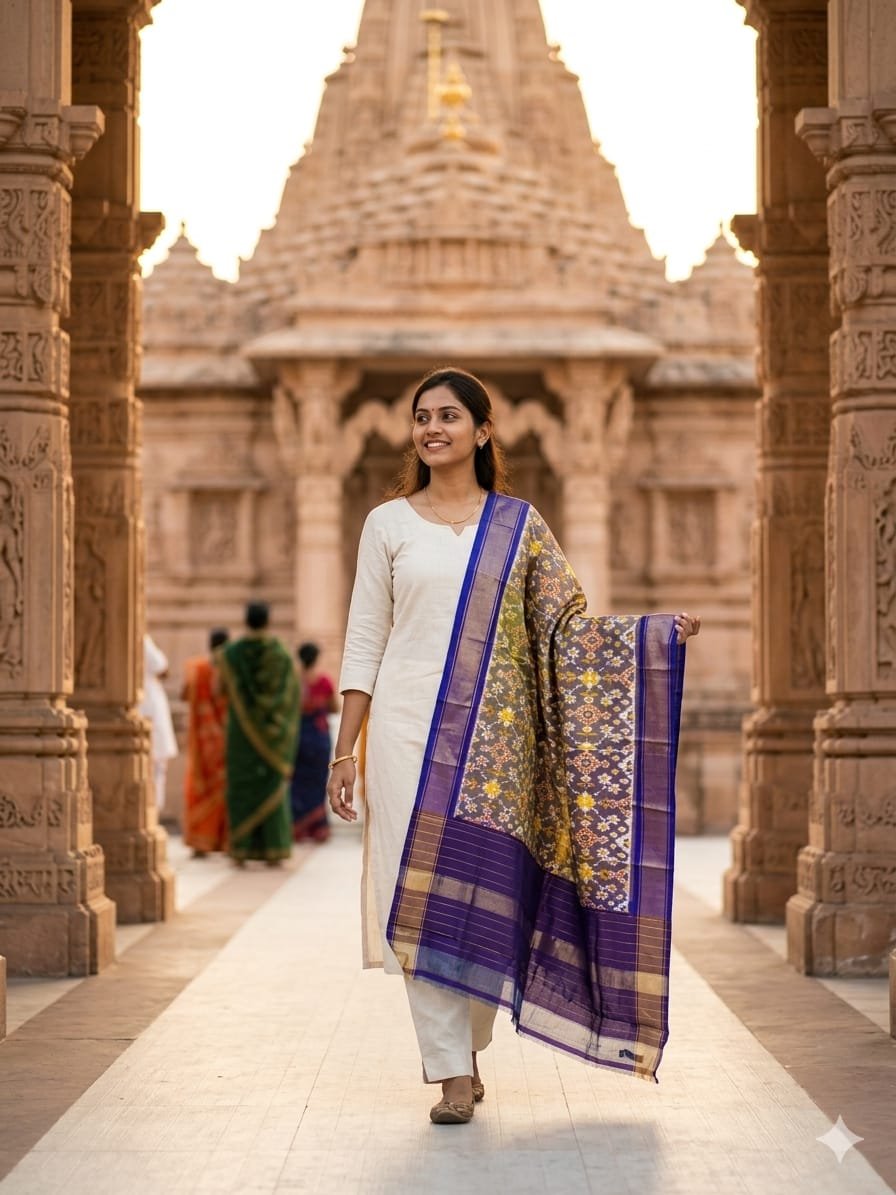 Ikat Dupatta - PGMRY26-ISDPDEZCD-24