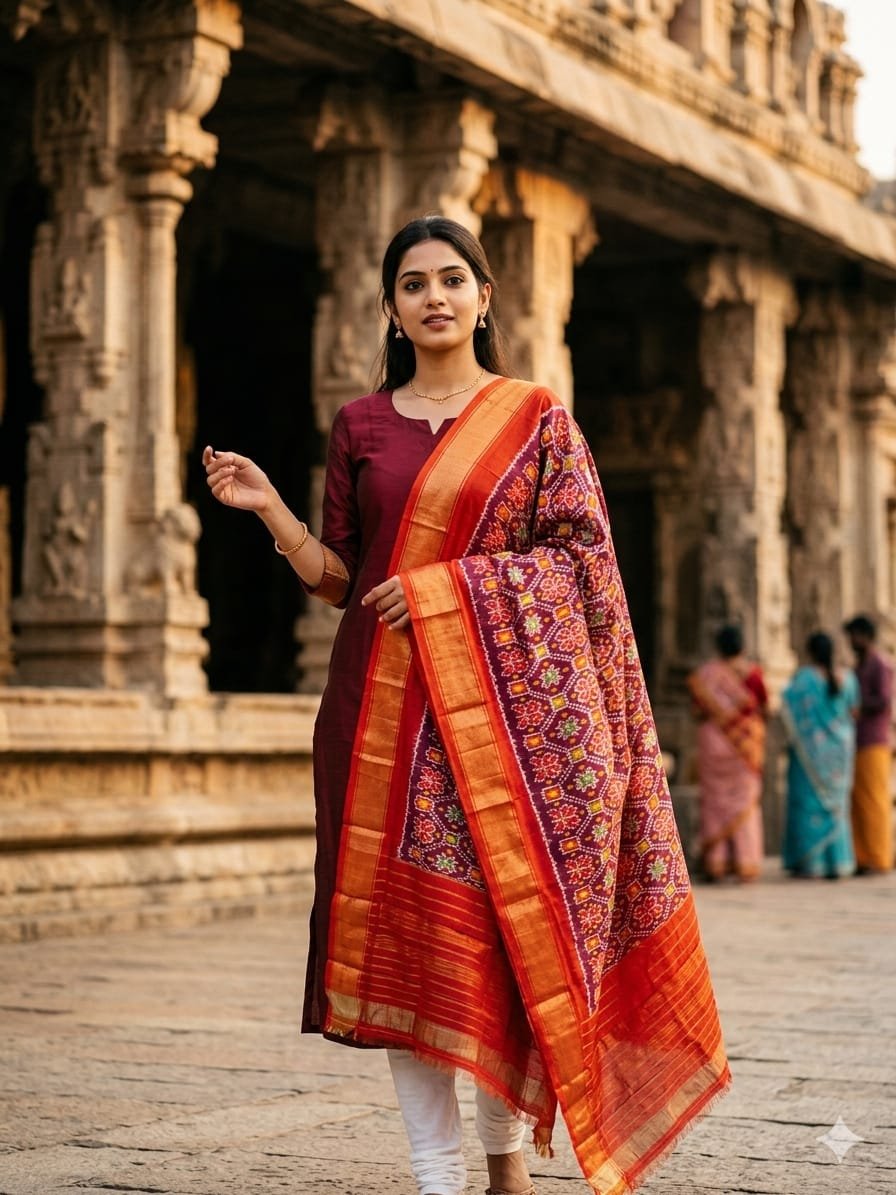 Ikat Dupatta - PGMRY26-ISDPDEZCD-27