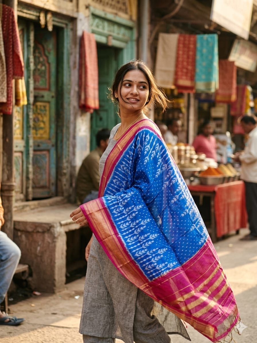 Ikat Dupatta - PGMRY26-ISDPDEZCD-31