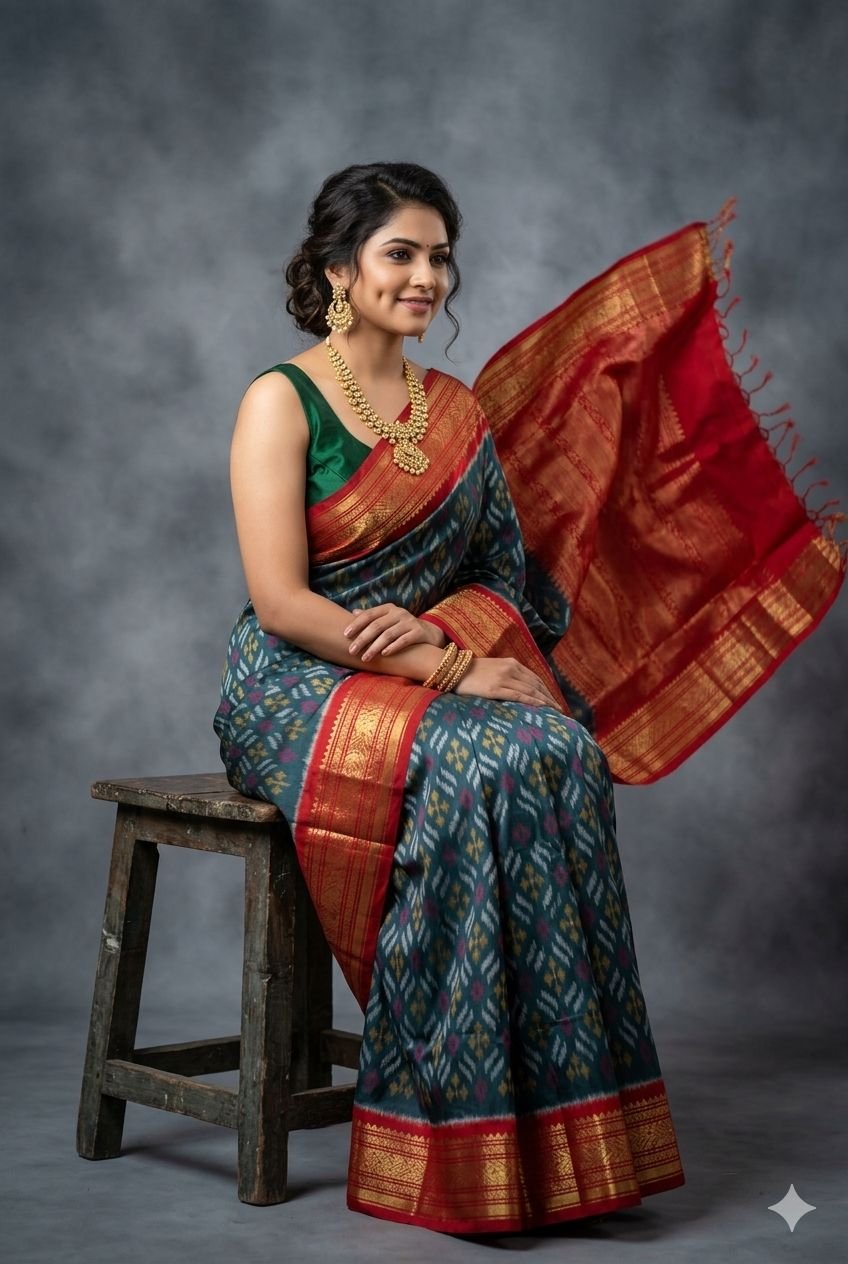 Kanchi Border Ikat - PUSNN27-KBRPCNSCD-17